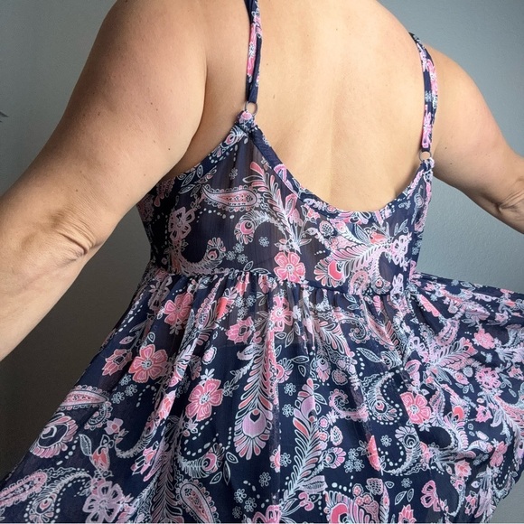 Torrid Navy Pink Sheer Tank Top Size 1 - Picture 2 of 5